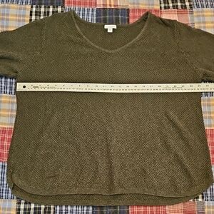 EUC J. Jill Dark Green/Brown Long Sleeve V-Neck Sweater